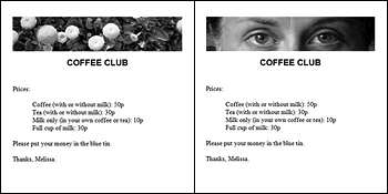 Same poster - one version with picture of eyes and the other with picture of flowers